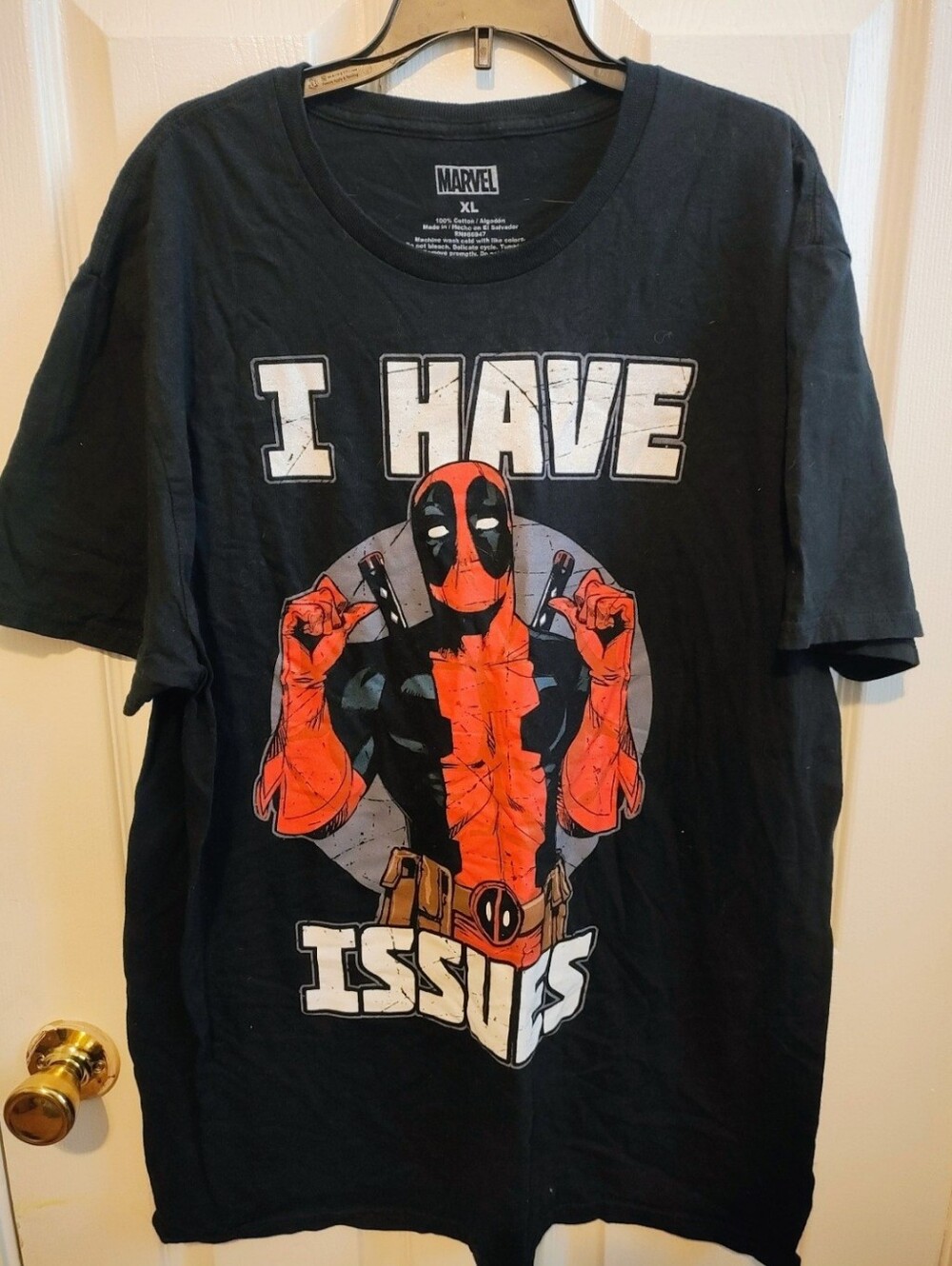 Marvel Deadpool Graphic T-Shirt - Black with Red Print (XL)